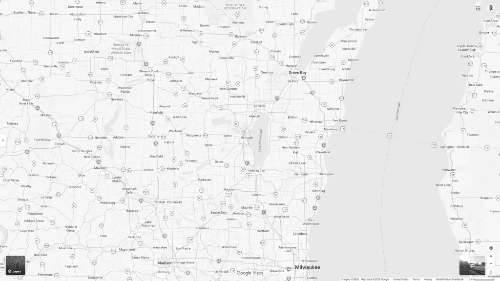 Map of areas served by Titan Property Management in Northeastern Wisconsin